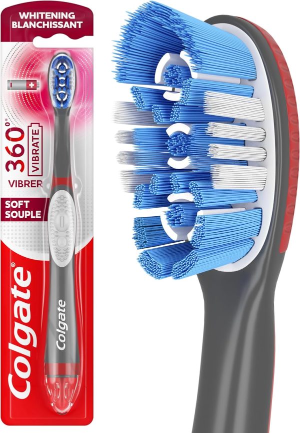 Colgate, 360 Optic White Sonic Battery Powered Vibrating Toothbrush Soft, (2X 360 OpticWhite Sonic Power), 1's - Image 3