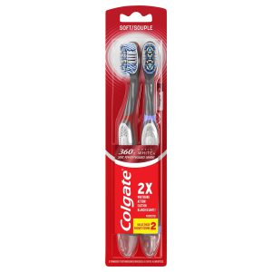 Colgate, 360 Optic White Sonic Battery Powered Vibrating Toothbrush Soft, (2X 360 OpticWhite Sonic Power), 1's