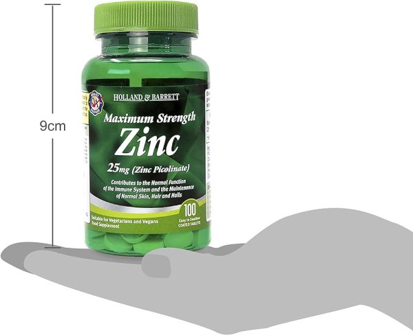 Holland & Barrett Maximum Strength Zinc Picolinate 25mg Tablets 100's
