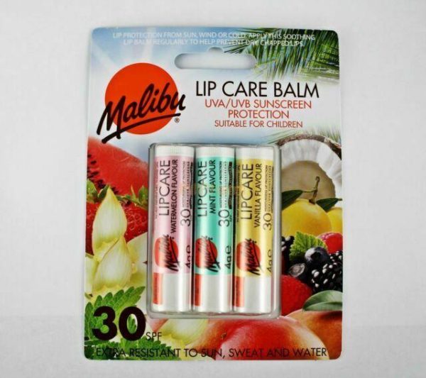 Malibu Sun Protection Lip Care Balm Blister Pack 3 * 4g