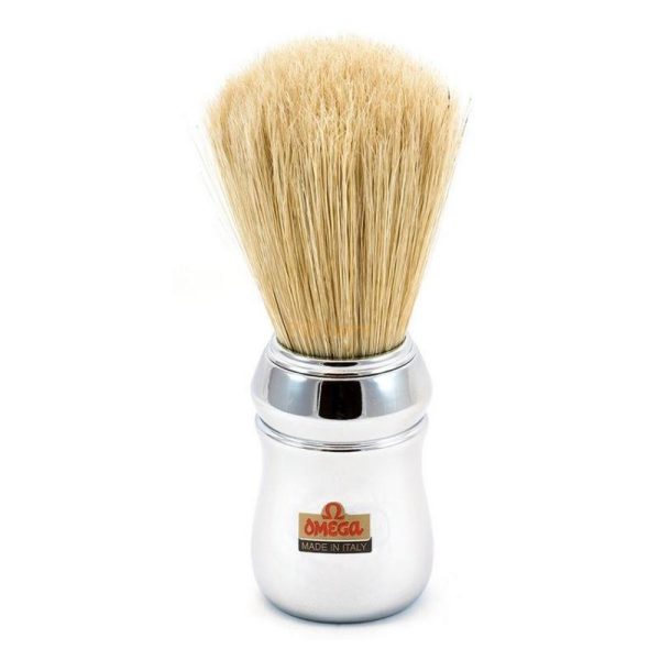 Omega Italian Shaving Brush, Natural Wood - Pure Bristles - Image 2
