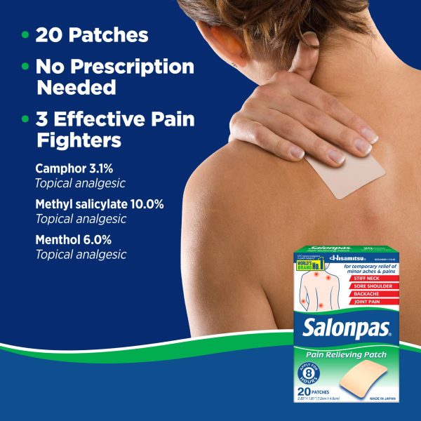 Salonpas Pain Relieving Patch, 8-Hour Pain Relief - 20 Patches - Image 2