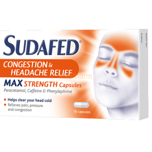 Sudafed Congestion & Headache Relief Max Strength Caps 16's