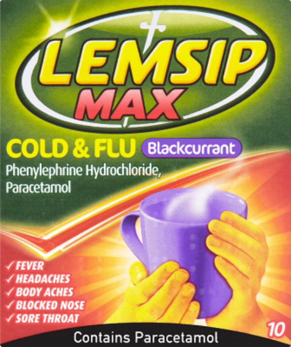Lemsip Max Cold and Flu relief - Blackcurrant flavour - 10 sachets