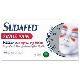 SUDAFED sinus pain relief tablets 200mg/6.1mg 16's