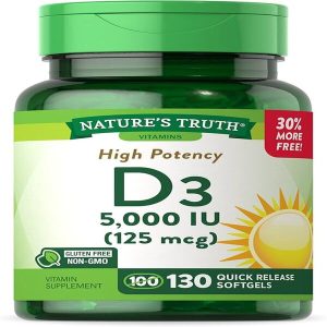 Nature's Truth Vitamin D3 5000 IU Softgels 130's