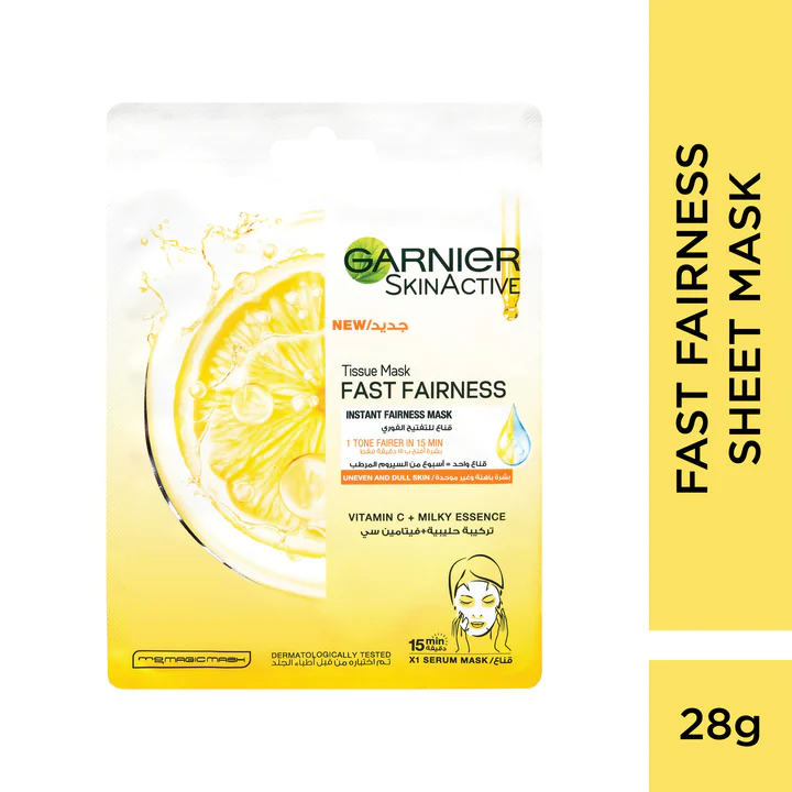 Garnier Even & Matt Tissue Mask(Vitamin C+Milky Essence) 28g