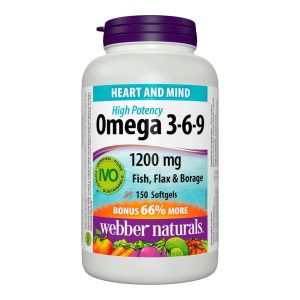 Webber Naturals Omega 3-6-9 1200mg Fish, Flax & Borage softgels 150's