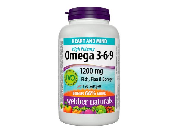 Webber Naturals Omega 3-6-9 1200mg Fish, Flax & Borage softgels 150's